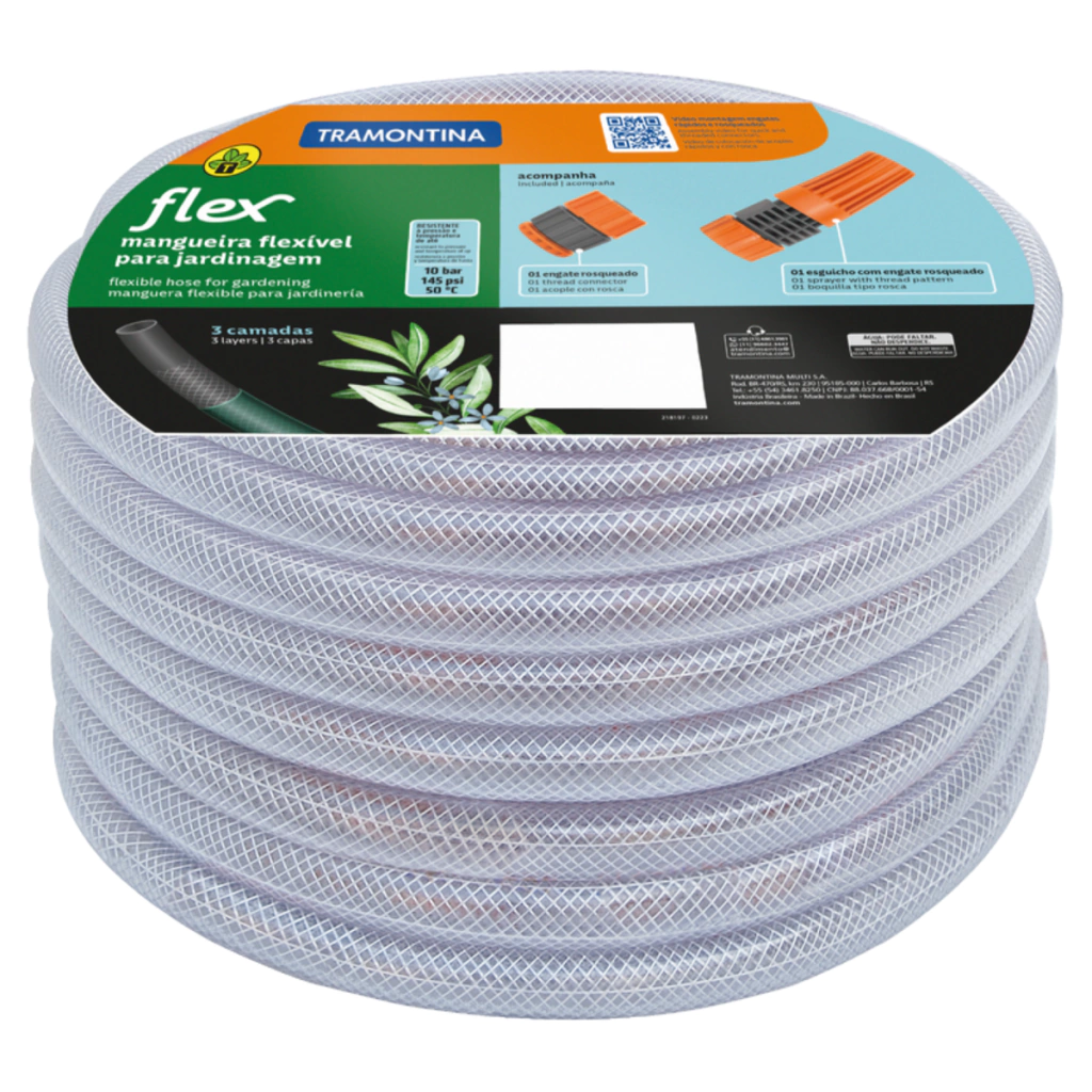 TUYAU D'ARROSAGE FLEXIBLE, 15M, AVEC RACCORDS 79182/156 TRAMONTINA