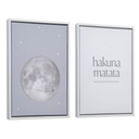 Lot de 2 tableaux LUDMILA en bois blanc lune grise AA7934 KAVE HOME