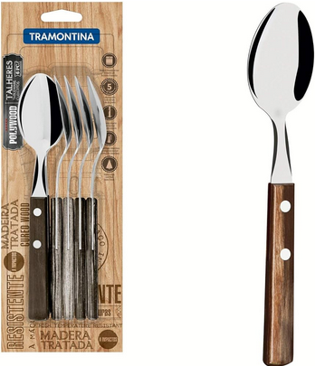 VR. Set de 6 Cuillères de table avec manche en bois Polywood  21103/690 TRAMONTINA