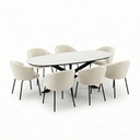 TABLE SALLE A MANGER ARK-DC7094 (ARKT23031)+ 06 CHAISES ARK-DC23016 COL 02 BLANC ARKEMIX 1820*730*100
