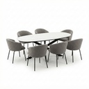 TABLE SALLE A MANGER ARK-DC7094 (ARKT23031) + 6 CHAISE ARK-DC23016 COL 11 GRIS ARKEMIX 1820*730*100