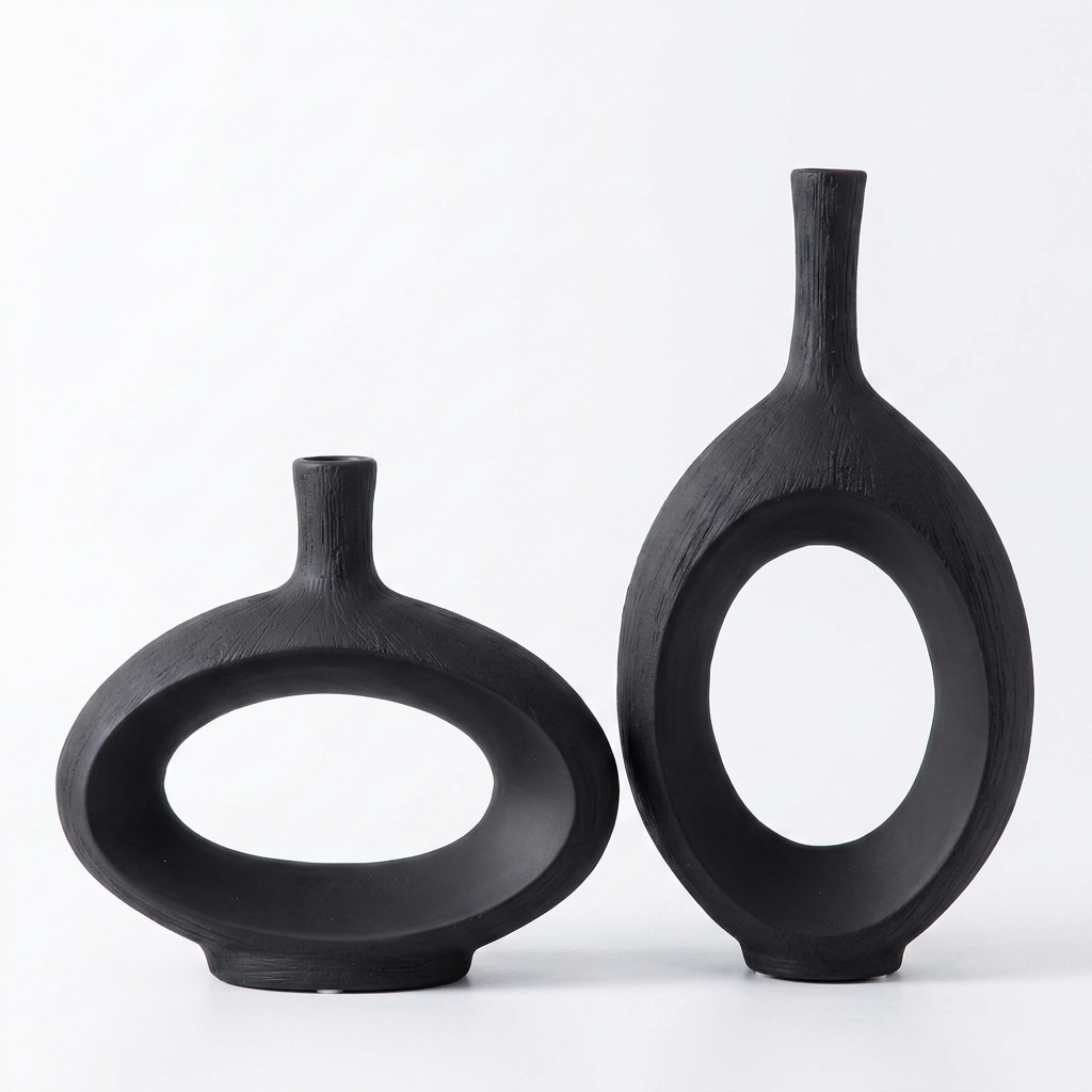 HP513 LOT DE 2 VASE DONUT NOIR