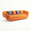 MB. 109 / 1035-27 SOFA 3 PLACES 2,5M ORANGE AVEC 4 COUSSINS
