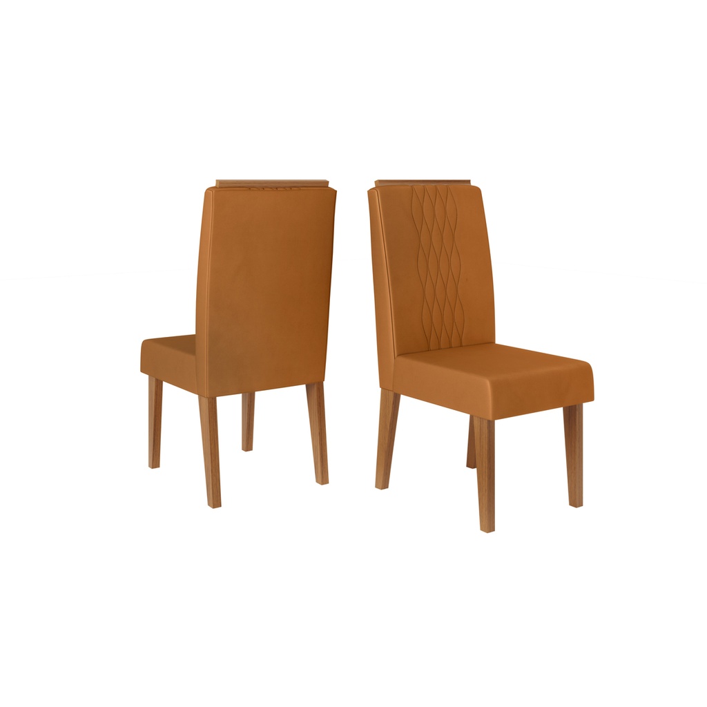 CONJUNTO CADEIRA LIA (02 UND) FREIJO/VELUDO OCRE 420X990X605mm 231428223 DJ MOVEIS