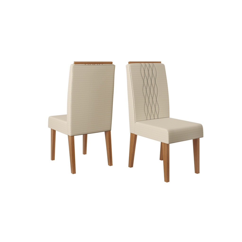 CONJUNTO CADEIRA LIA ( 02 UND) FREIJO/LINHO NEVE 420X990X605mm 231428224 DJ MOVEIS
