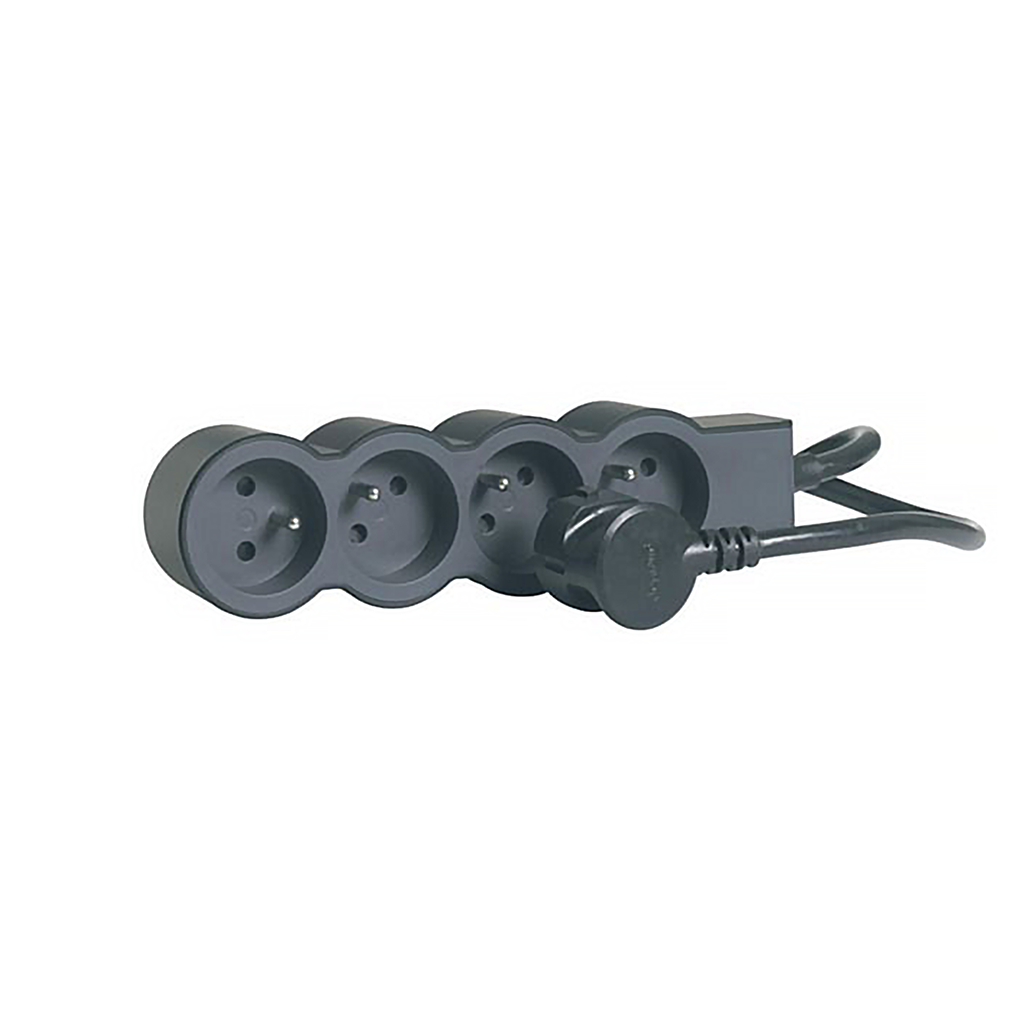 049477 RALLONGE MULTIPRISE 16A 4X2P+T 1.5M NOIR ET GRIS FONCE