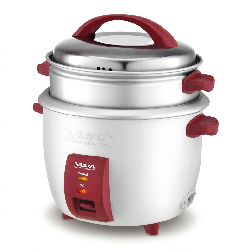 RC181S RICE COOKER 1,8L - COUVERCLE EN INOX - ROUGE/GRIS VISTA
