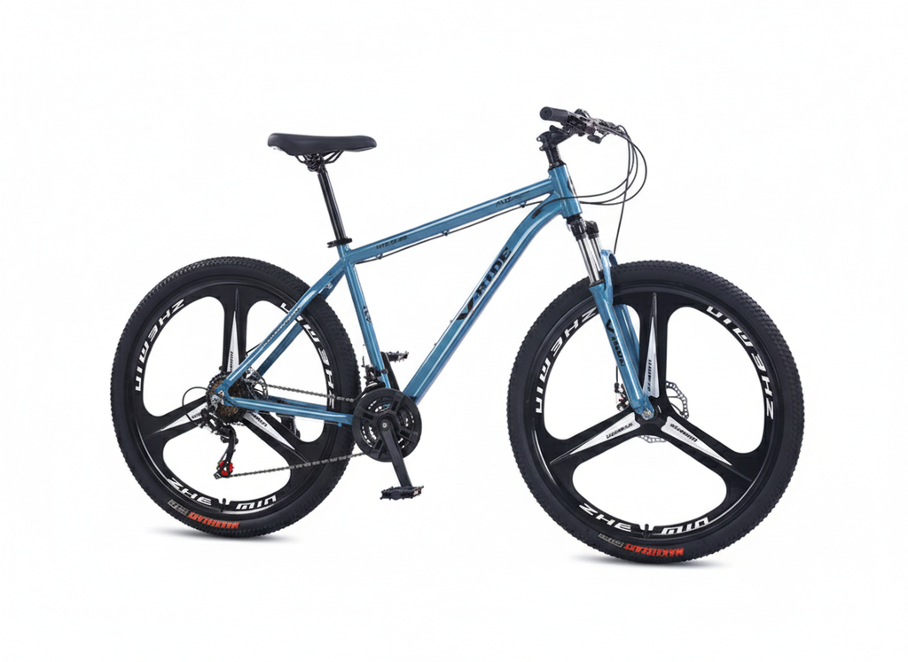VELO. MTBS1-29 VTT29 - CADRE EN ALUMINIUM - JANTE EN ALLIAGE MAG A 3 RAYONS - 24 VITESSES - AMORTISSEUR AVANT - FREIN A DISQUE - BLEU MARINE/BLEU CLAIR V RIDE 