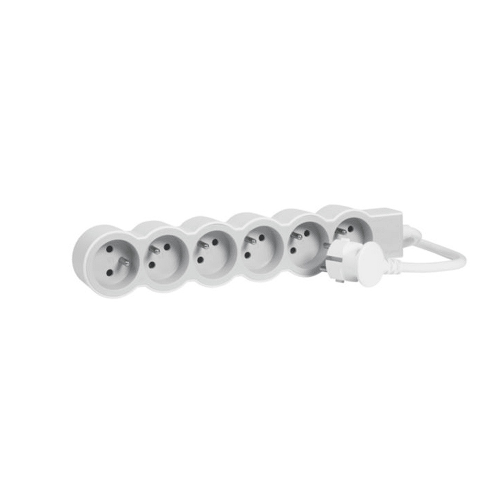 EL. 049484 RALLONGE MULTIPRISE A PUIT 1.5m EXTRA PLATE 6X2P+T 230V 3500W 16A BLC GRIS CLAIR LE GRAND
