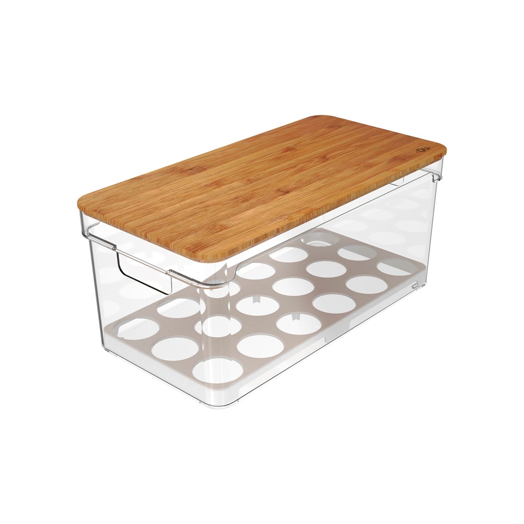 VR. OF155NT CLEAR FRESH EGG ORGANIZER WITH BAMBOO LID 36 UNID. NATURAL -OU
