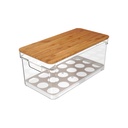 VR. OF155NT CLEAR FRESH EGG ORGANIZER WITH BAMBOO LID 36 UNID. NATURAL -OU