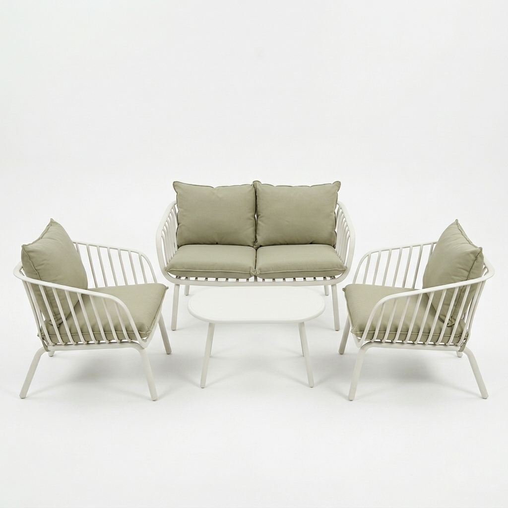MB. ARK850 PP frame with anti-UV waterproof cushions and pillow stemper glass table topfo ARKEMIX ( 1COLIS ) 