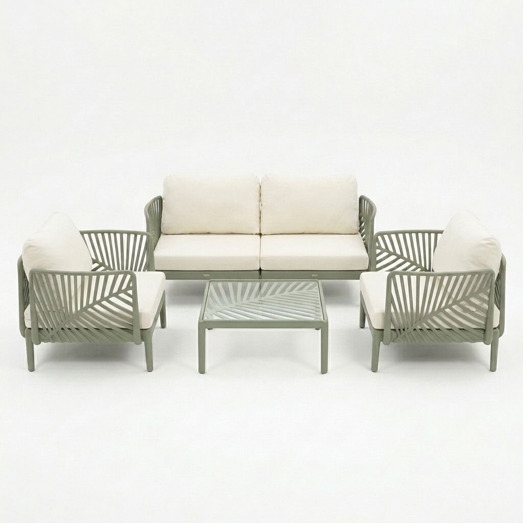 ARK813-9 PP frame with anti-UV waterproof cushions and pillow stemper glass table topfo ARKEMIX 