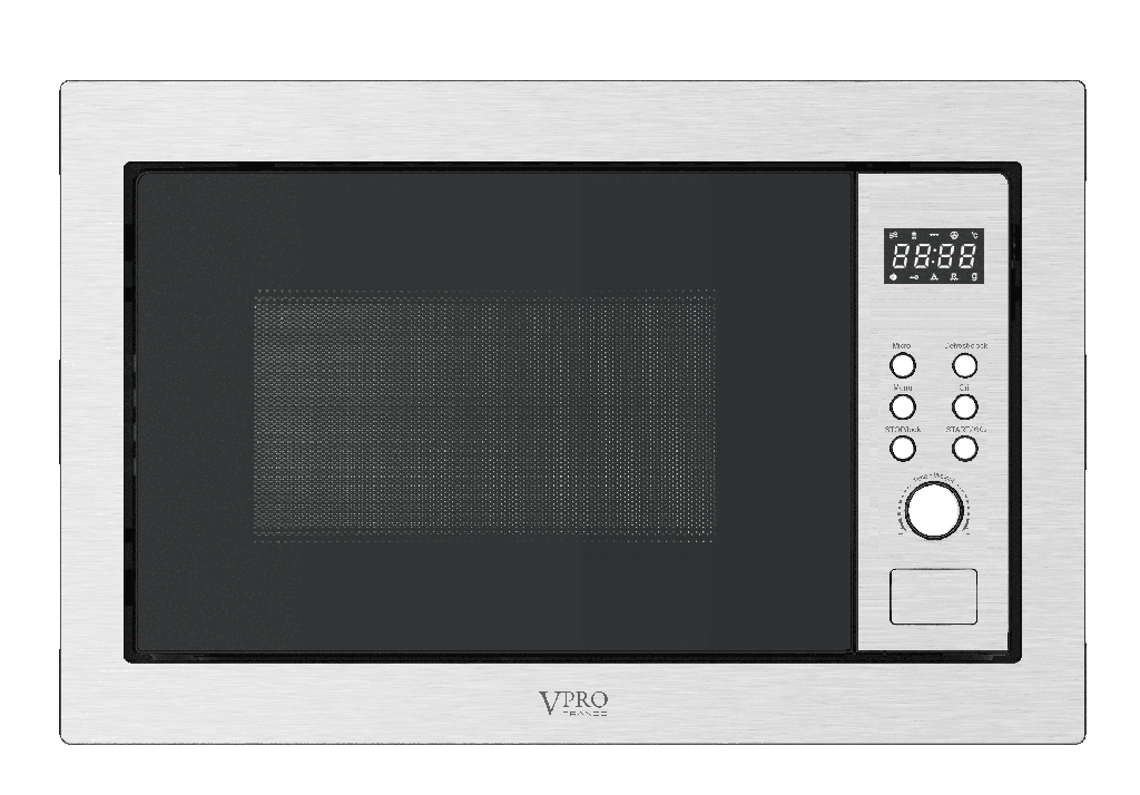 VPMO1250IX MICRO ONDE ENCASTRABLE 25L - TOUCHE DIGITAL - GRILL - INOX - 850W/1200W BRAND VPRO FRANCE