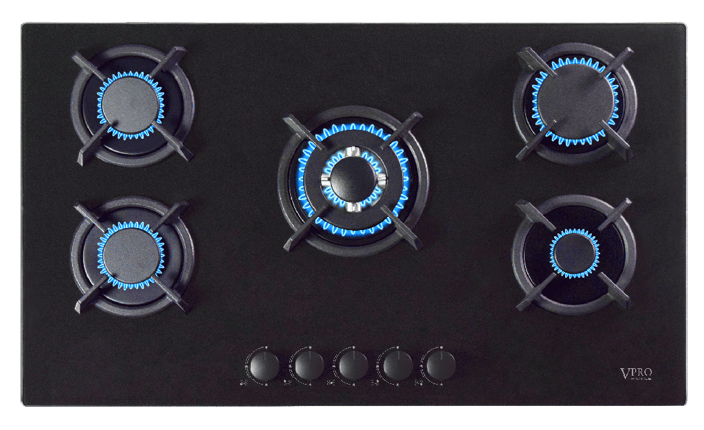 VPP9050GBK PLAQUE DE CUISSON ENCASTRABLE/A POSER - 05 FEUX - BLACK GLASS BRAND VPRO FRANCE