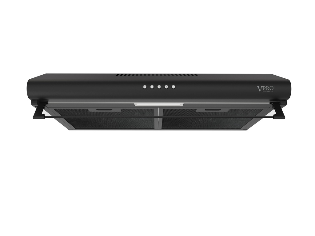 VPHTE60BK HOTTE ASPIRANTE 60CM NOIR - 3 VITESSES - PUISSANCE 200M3/H - ECLAIRAGE LED -FILTRE CHARBON + MAILLE - 80W BRAND VPRO FRANCE