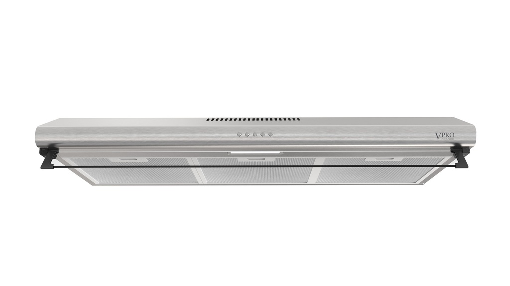VPHTE90IX HOTTE ASPIRANTE 90CM INOX - 3 VITESSES - PUISSANCE 200M3/H - ECLAIRAGE LED -FILTRE CHARBON + MAILLE - 80W BRAND VPRO FRANCE