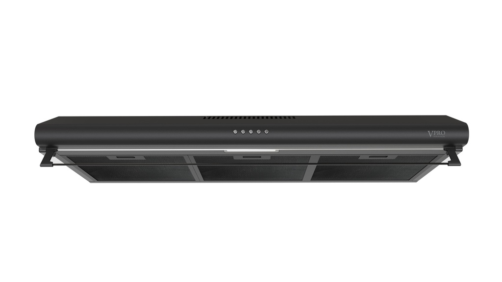 VPHTE90BK HOTTE ASPIRANTE 90CM NOIR - 3 VITESSES - PUISSANCE 200M3/H - ECLAIRAGE LED -FILTRE CHARBON + MAILLE - 80W BRAND VPRO FRANCE