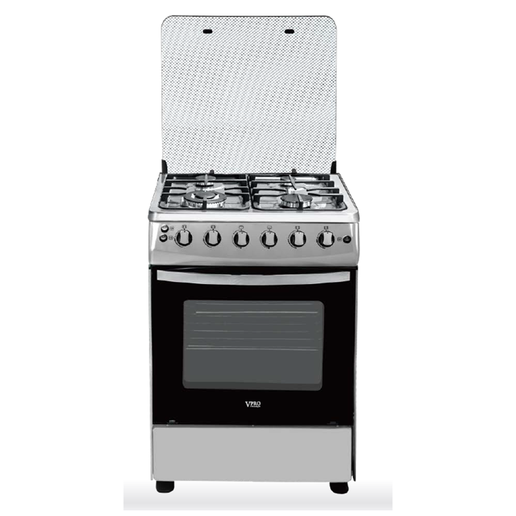 VPCAG6640IX CUISINIERE A GAZ 04 FEUX - FOUR A GAZ 80L - SECURITE THERMOCOUPLE - ALLUMAGE PAR IMPULSION ELECTRIQUE - GRILL/ROTISSOIRE/ECLAIRAGE - INOX VPRO FRANCH