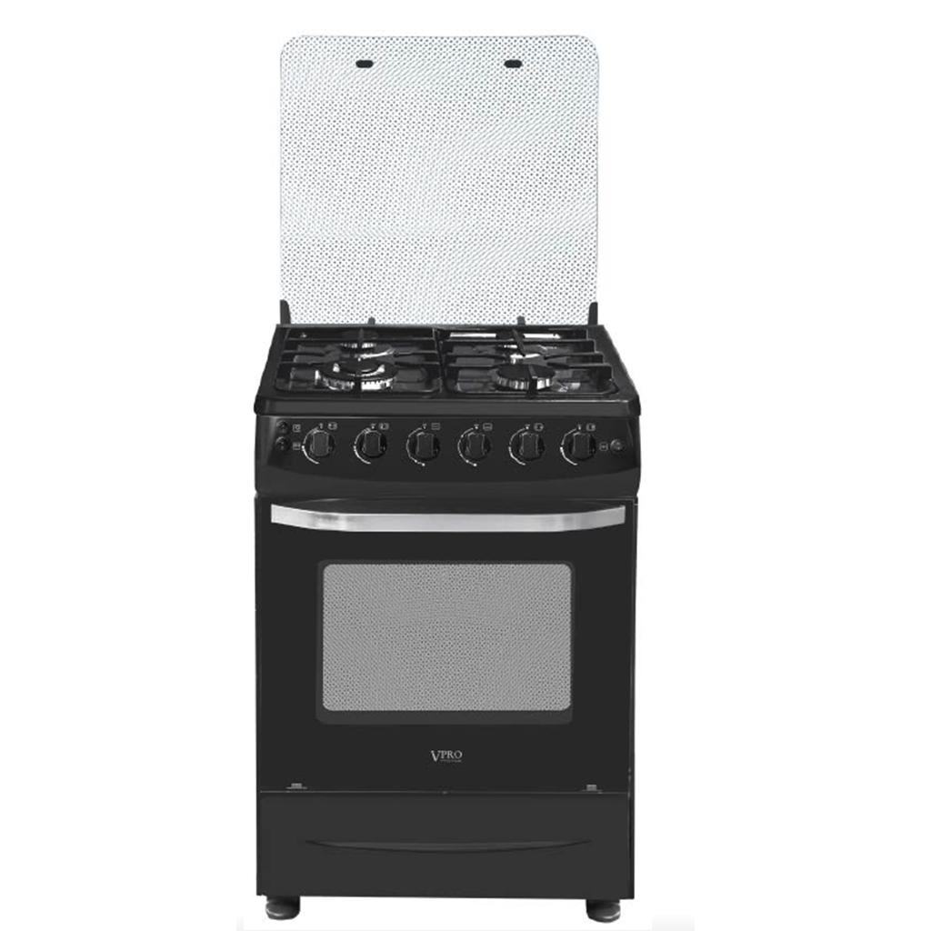 VPCAG6640BK CUISINIERE A GAZ 04 FEUX - FOUR A GAZ 80L - SECURITE THERMOCOUPLE - ALLUMAGE PAR IMPULSION ELECTRIQUE - GRILL/ROTISSOIRE/ECLAIRAGE - NOIR VPRO FRANCH
