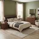 MB. ROM1999E ROME - ENSEMBLE CHAMBRE À COUCHER KING SIZE POUR MATELAS 180X200 (NON INCLUS) + COMMODE À 6 TIROIRS AVEC MIROIR + 2 TABLES DE CHEVET PRIMAVERA 