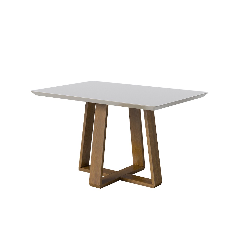 MB. 00511 MESA WOOD 1.4 C/VIDRO RETANGULAR OFF WHITE/NATURE IMCAL