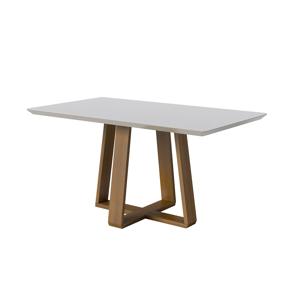 MB. 00611 MESA WOOD 1.6 C/VIDRO RETANGULAR OFF WHITE/NATURE IMCAL ( 2COLIS ) 