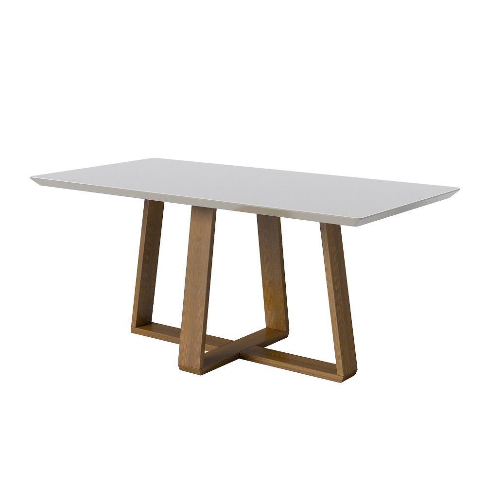 MB. 00711 MESA WOOD 1.8 C/VIDRO RETANGULAR OFF WHITE/NATURE IMCAL