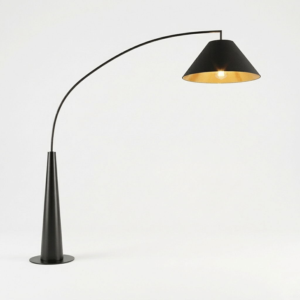 ML8011 LAMPADAIRE COURBE AVEC ABAT-JOUR CONIQUE 