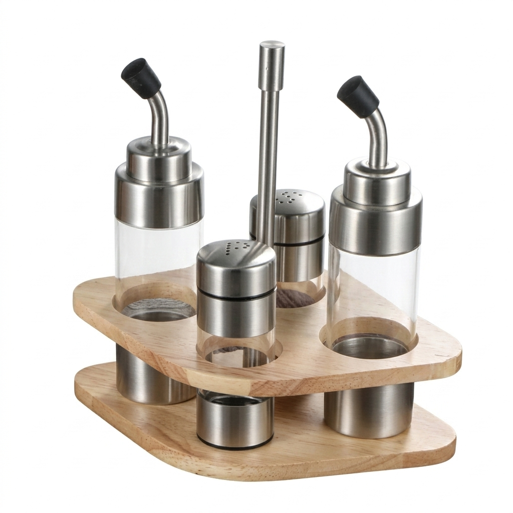 ZO-35 Wooden Base  Diamond-shaped Seasoning Set