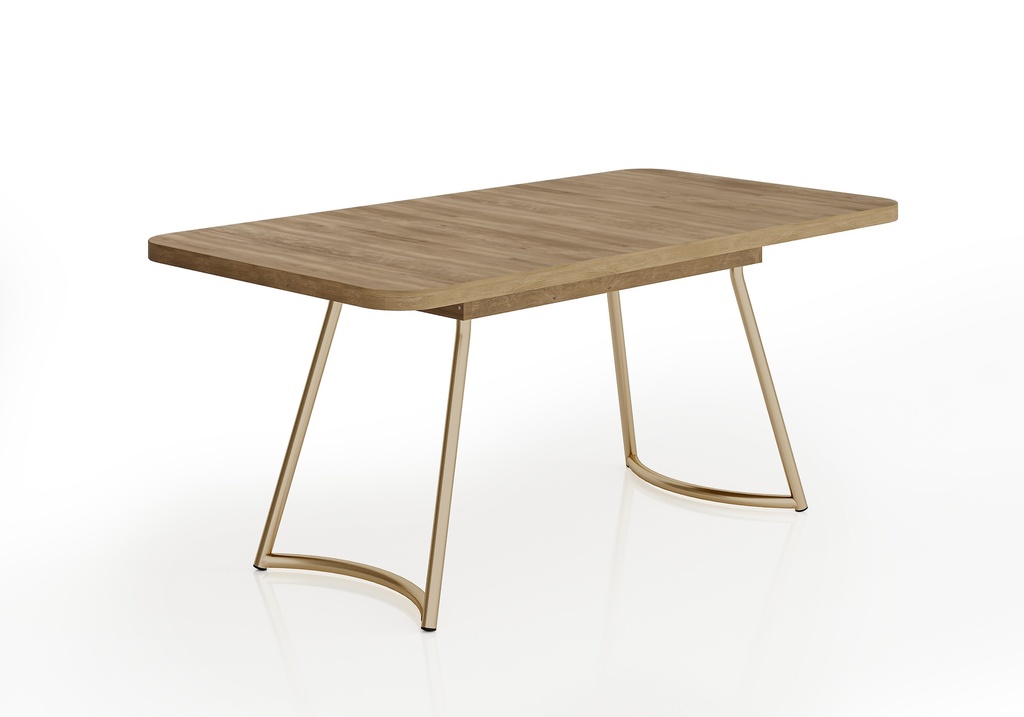 MB. 160332980 LARGER RECTANGULAR TABLE REF 1603 OAK NOCE WITH GOLD MATTE CARRARO 