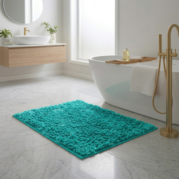 LM. BLEND CHENILLE MAT ITEM:8M0087 COL 11:TURQUOISE 60X90