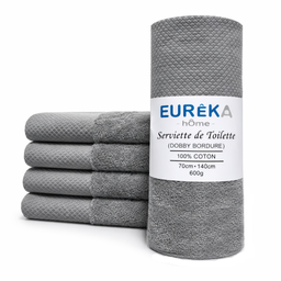 LM. BD71GR Serviette avec Bordure Dobby 70X140 600GR COL:GREY