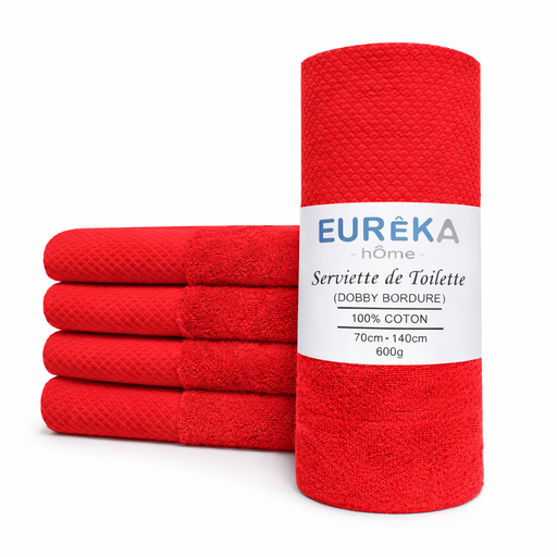 [BD71R GF 07/038/23] LM. BD71R Serviette avec Bordure Dobby 70X140 600GR COL:ROUGE