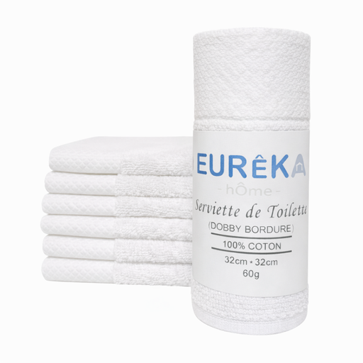 [BD33BL GF 07/038/23] Serviette avec Bordure Dobby 32X32 60GR Col:Blanc