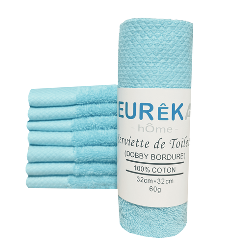 [BD33BC GF 07/038/23] LM. BD33BC Serviette avec Bordure Dobby 32X32 60GR Col:Bleu Ciel