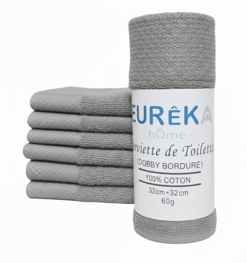 [BD33GR GF 07/038/23] LM. BD33GR Serviette avec Bordure Dobby 32X32 60GR Col:Gris