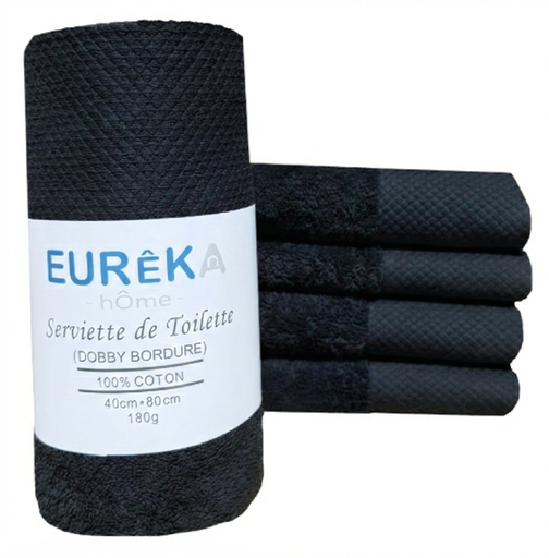 [BD48BK GF 10/002/19] LM. BD48BK Serviette avec Bordure DOBBY 40X80 180GR COL:BLACK
