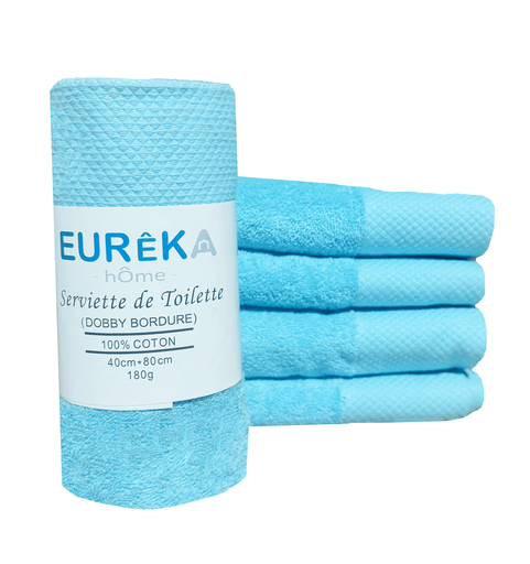 [BD48BC  GF 07/038/23] LM. BD48BC Serviette avec Bordure Dobby 40X80 180GR COL:BLEU CIEL