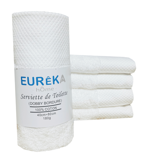 [BD48BL  GF 07/038/23] LM. BD48BL Serviette avec Bordure Dobby 40X80 180GR COL:BLANC