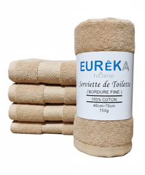 SERVIETTE DOBBY AVEC BORDURE FINE 40x70 150GR COL:BEIGE