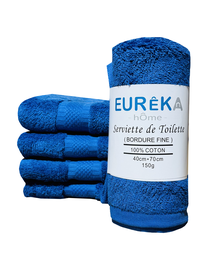 SERVIETTE DOBBY AVEC BORDURE FINE 40x70 150GR COL:BLEU MARINE