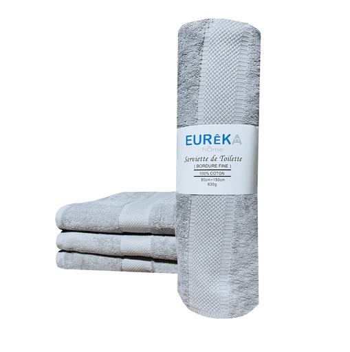 [BF81GR GF 07/038/23] LM. BF81GR SERVIETTE DOBBY AVEC BORDURE FINE 80x150 630GR COL:GRIS