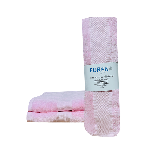 [BF81R GF 07/038/23] SERVIETTE DOBBY AVEC BORDURE FINE 80x150 630GR COL:ROSE