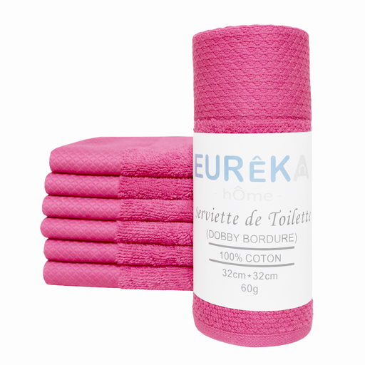 [BD33RF GF 07/038/23] LM. BD33RF Serviette avec Bordure Dobby 32X32 60GR Col: Rose Foncé
