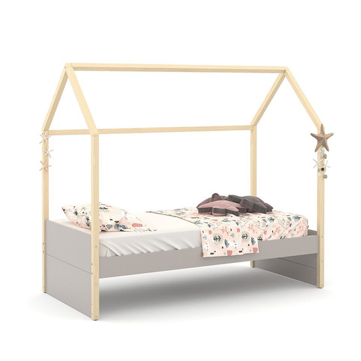 [51579] MB. CAMA KIDS LIV LAQUEADO CINZA/NATURAL MATIC. 51579