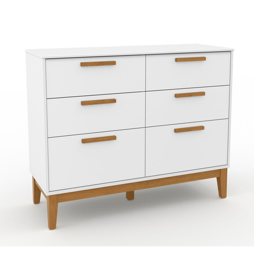 [20353] COMODA 6 GAVETAS NATURE LAQUEADO BCO SOFT/ECO WOOD MATIC. 20353