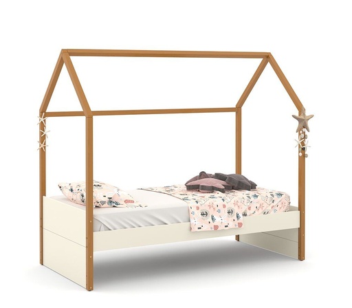 [51480] MINI CAMA LIV LAQUEADO OFF WHITE/FREIJO MATIC. 51480