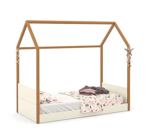 [51480] MINI CAMA LIV LAQUEADO OFF WHITE/FREIJO MATIC. 51480
