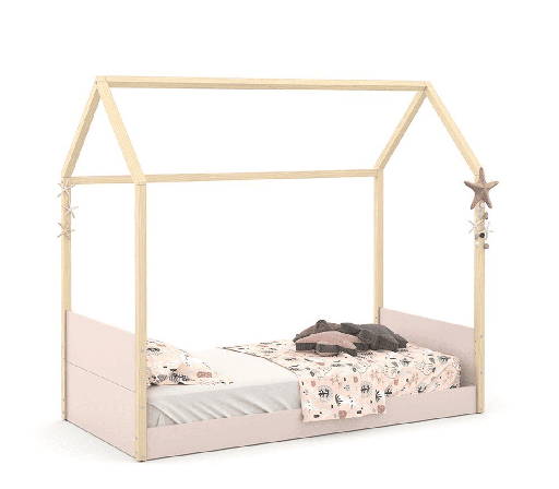 [51358] MINI CAMA LIV LAQUEADO ROSE/NATURAL MATIC. 51358